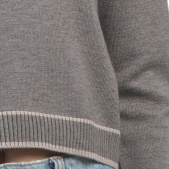 THEO & SPENCE Stripe Trim Cropped Crew Neck Sweater - Picture 3 of 3